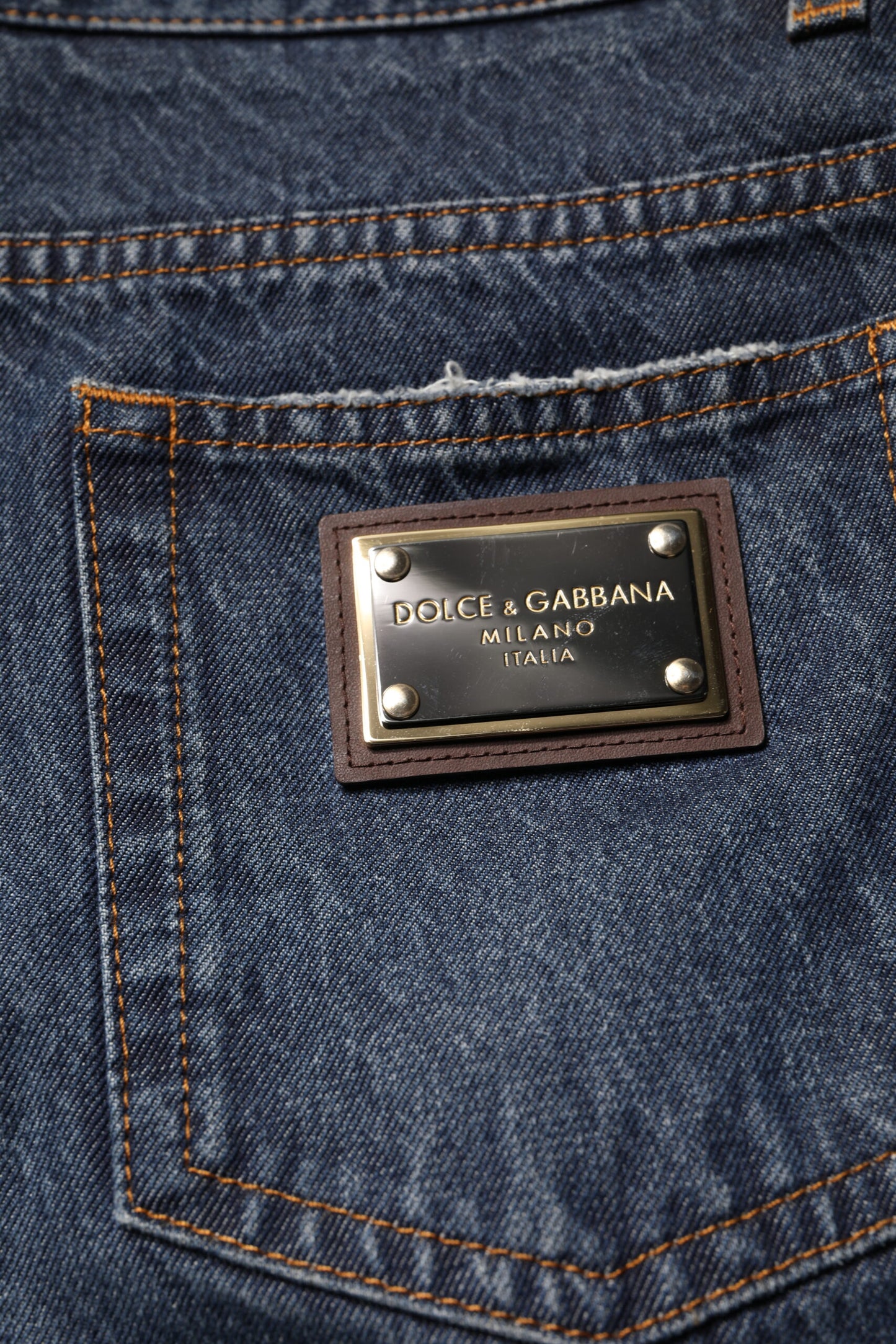 Jean en denim beige et bleu fleuri pour homme Dolce &amp; Gabbana