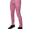 Dolce & Gabbana Pink Cotton Slim Fit Men Dress Formal Pants