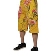 Dolce & Gabbana Yellow Floral Cargo Denim Men Bermuda Shorts