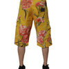 Dolce & Gabbana Yellow Floral Cargo Denim Men Bermuda Shorts