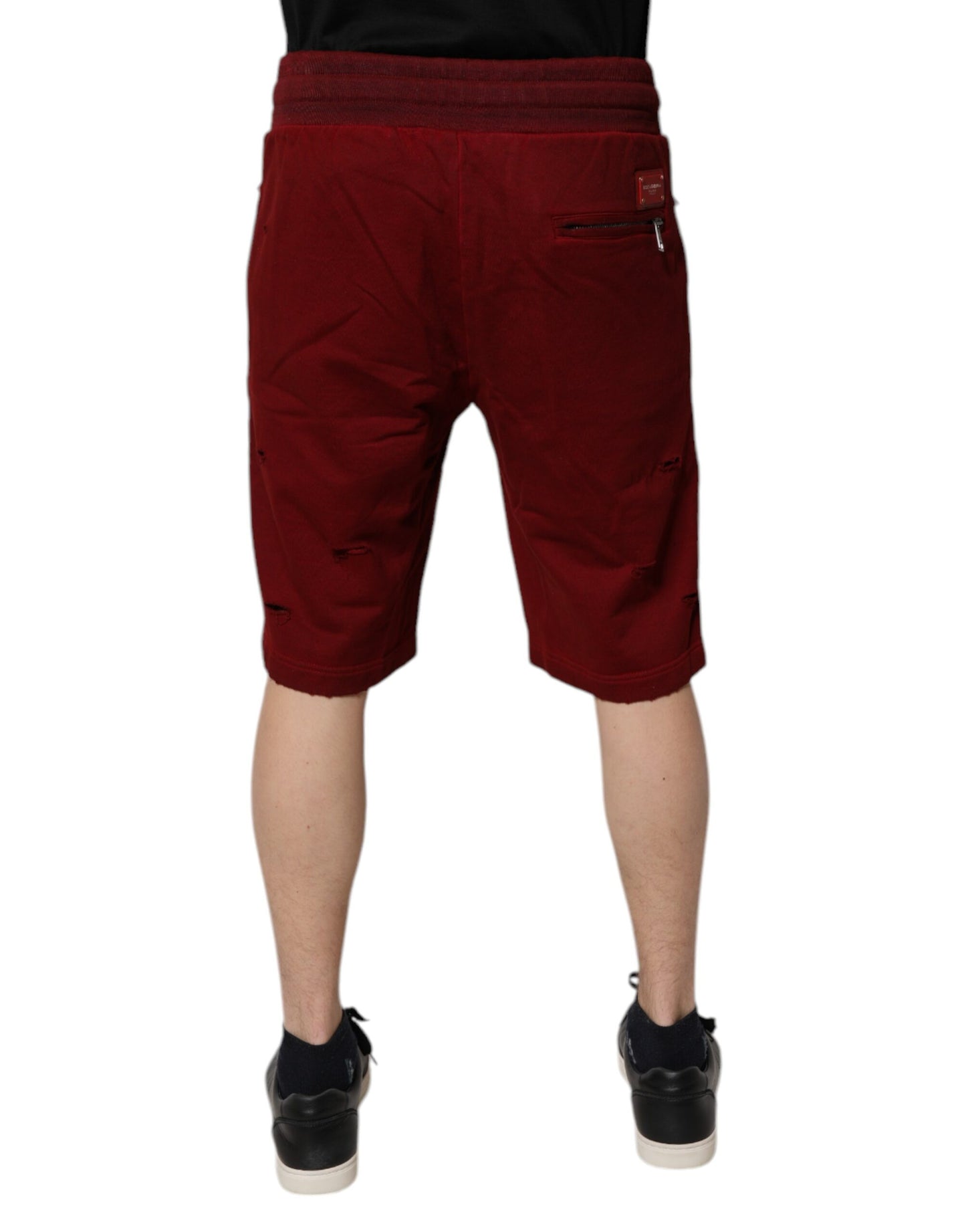 Dolce & Gabbana Maroon Rip Style Bermuda Sweatshorts Shorts
