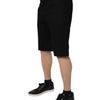 Dolce & Gabbana Black Cotton Stretch Mid Waist Bermuda Shorts