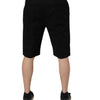 Dolce & Gabbana Black Cotton Stretch Mid Waist Bermuda Shorts