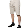 Dolce & Gabbana Beige Cotton Stretch Mid Waist Bermuda Shorts