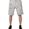 Dolce & Gabbana Light Gray Tattered Men Denim Bermuda Shorts