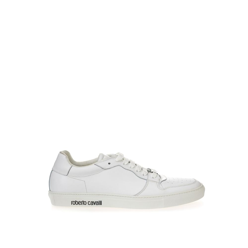 Roberto Cavalli White Leather Low Top Sneakers