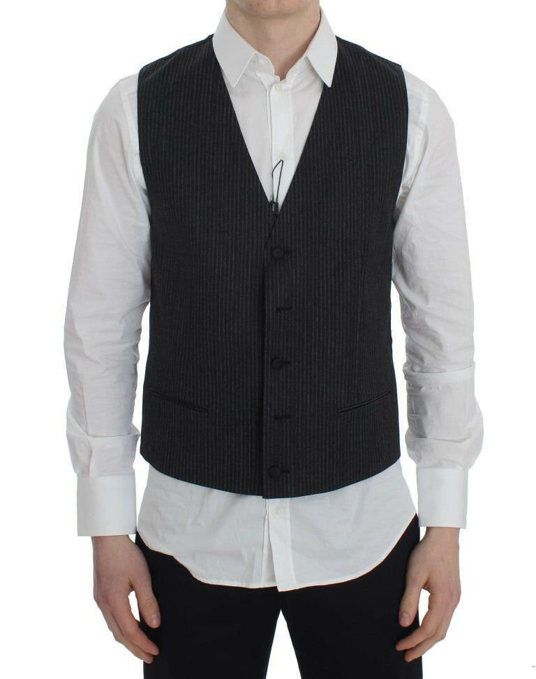Dolce &amp; Gabbana Élégant gilet en laine à rayures grises