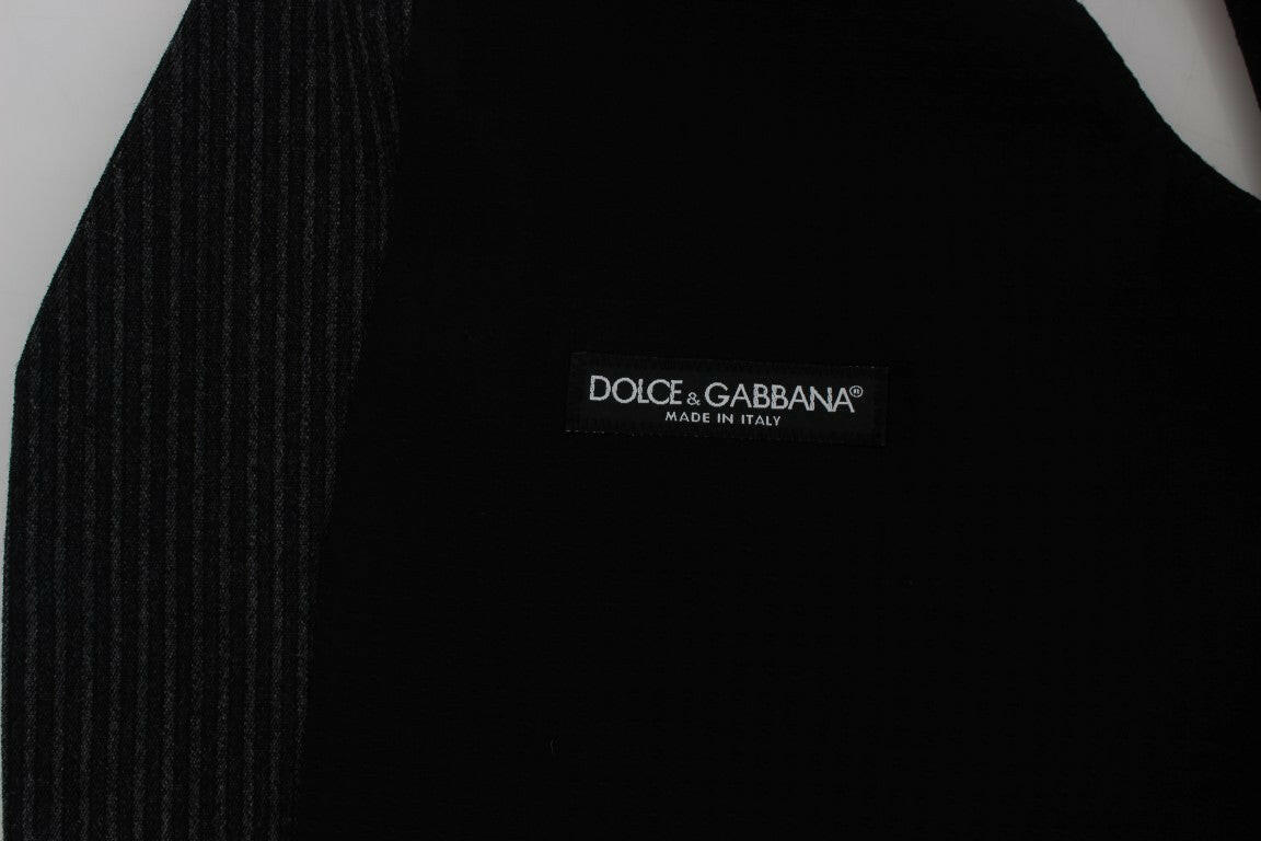 Dolce &amp; Gabbana Élégant gilet en laine à rayures grises
