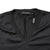 Dolce & Gabbana Dark Gray Silk V-neck Short Sleeves T-shirt