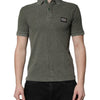 Dolce & Gabbana Army Green Logo Plaque Cotton Polo Shirt T-shirt