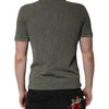 Dolce & Gabbana Army Green Logo Plaque Cotton Polo Shirt T-shirt