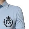 Dolce & Gabbana Sky Blue Cotton Crown Collared Polo T-shirt