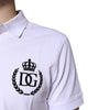 Dolce & Gabbana White Cotton Crown Collared Men Polo T-shirt