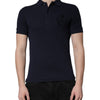 Dolce & Gabbana Dark Blue Cotton Crown Collared Polo T-shirt