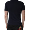 Dolce & Gabbana Dark Blue Cotton Crown Collared Polo T-shirt