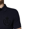 Dolce & Gabbana Dark Blue Cotton Crown Collared Polo T-shirt