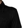 Dolce &amp; Gabbana – Schwarzes Polo-T-Shirt aus Polyester mit DG-Logo und Kragen