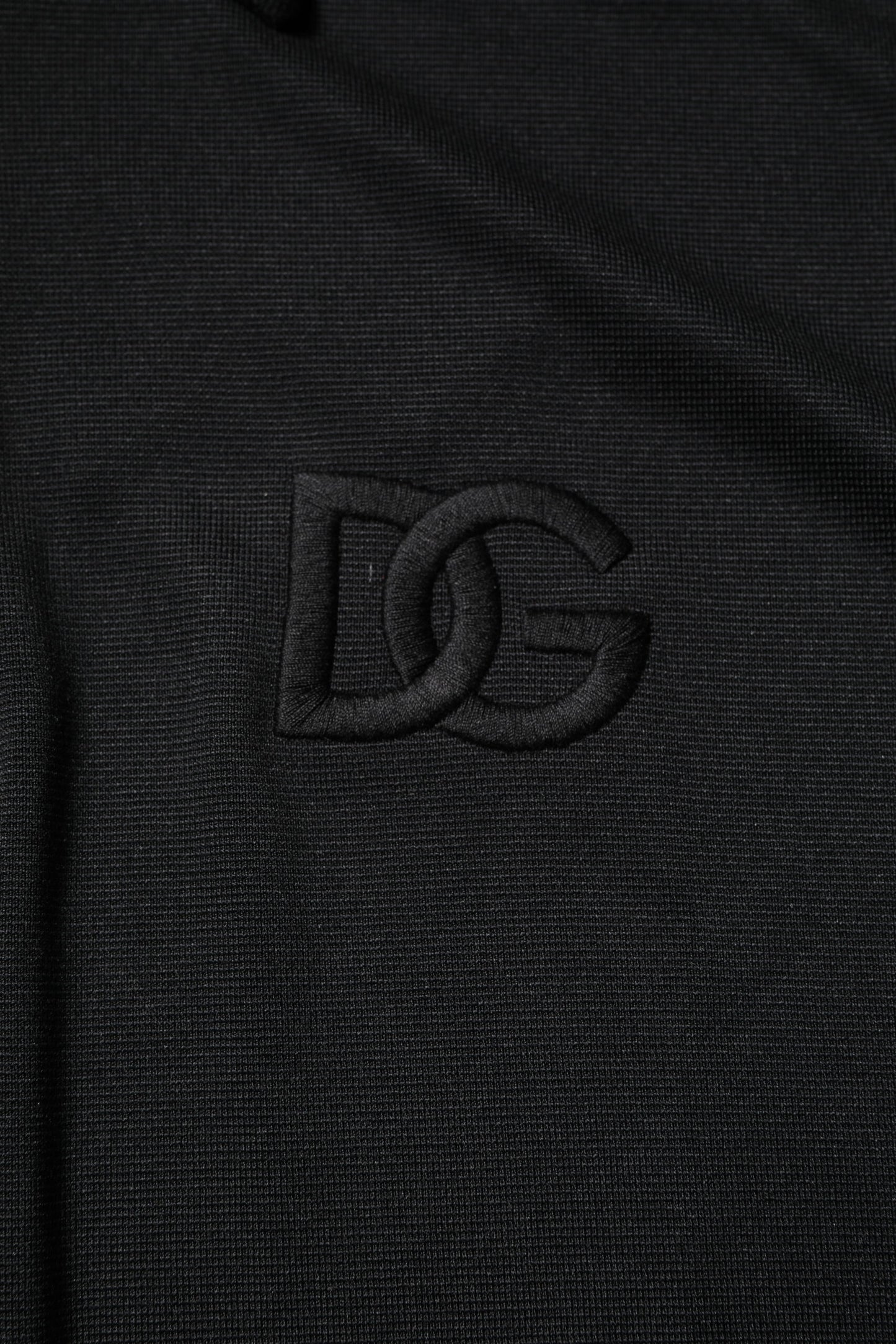 Dolce &amp; Gabbana – Schwarzes Polo-T-Shirt aus Polyester mit DG-Logo und Kragen