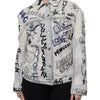 Dolce & Gabbana Light Blue Graffiti Button Down Denim Jacket