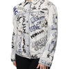 Dolce & Gabbana Light Blue Graffiti Button Down Denim Jacket