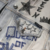 Dolce & Gabbana Light Blue Graffiti Button Down Denim Jacket