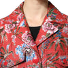 Dolce & Gabbana Red Floral Jacquard Button Down Coat Jacket