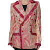 Dolce & Gabbana Pink Gold Jacquard Nylon Coat Blazer Jacket