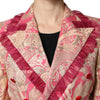 Dolce & Gabbana Pink Gold Jacquard Nylon Coat Blazer Jacket