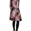 Dolce & Gabbana Pink Black Floral Brocade Trenchcoat Jacket