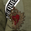 Dolce & Gabbana Military Green Queen Embellished Coat Jacket