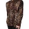 Dolce & Gabbana Brown Leopard Silk Button Down Coat Jacket