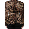 Dolce & Gabbana Brown Leopard Silk Button Down Coat Jacket