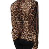 Dolce & Gabbana Brown Leopard Silk Button Down Coat Jacket