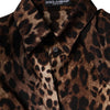 Dolce & Gabbana Brown Leopard Silk Button Down Coat Jacket