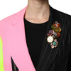 Dolce & Gabbana Multicolor Patchwork Embellished Coat Jacket