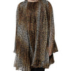 Dolce & Gabbana Brown Leopard Print Scarf Collared Chiffon Dress