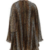 Dolce & Gabbana Brown Leopard Print Scarf Collared Chiffon Dress