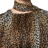 Dolce & Gabbana Brown Leopard Print Scarf Collared Chiffon Dress