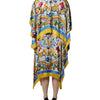 Dolce & Gabbana Multicolor Majolica Kaftan Short Sleeves Maxi Dress