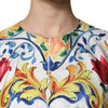 Dolce & Gabbana Multicolor Majolica Kaftan Short Sleeves Maxi Dress