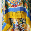 Dolce & Gabbana Multicolor Majolica Kaftan Short Sleeves Maxi Dress