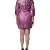 Dolce & Gabbana Metallic Fuchsia Floral Sheath Mini Dress