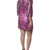 Dolce & Gabbana Metallic Fuchsia Floral Sheath Mini Dress