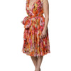 Dolce & Gabbana Multicolor Floral Silk V-neck Chiffon Dress