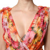 Dolce & Gabbana Multicolor Floral Silk V-neck Chiffon Dress
