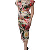 Dolce & Gabbana Multicolor Floral Short Sleeves Sheath Midi Dress
