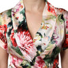 Dolce & Gabbana Multicolor Floral Short Sleeves Sheath Midi Dress