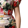 Dolce & Gabbana Multicolor Floral Short Sleeves Sheath Midi Dress