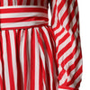 Dolce & Gabbana White Red Stripes Long Sleeves Midi Dress