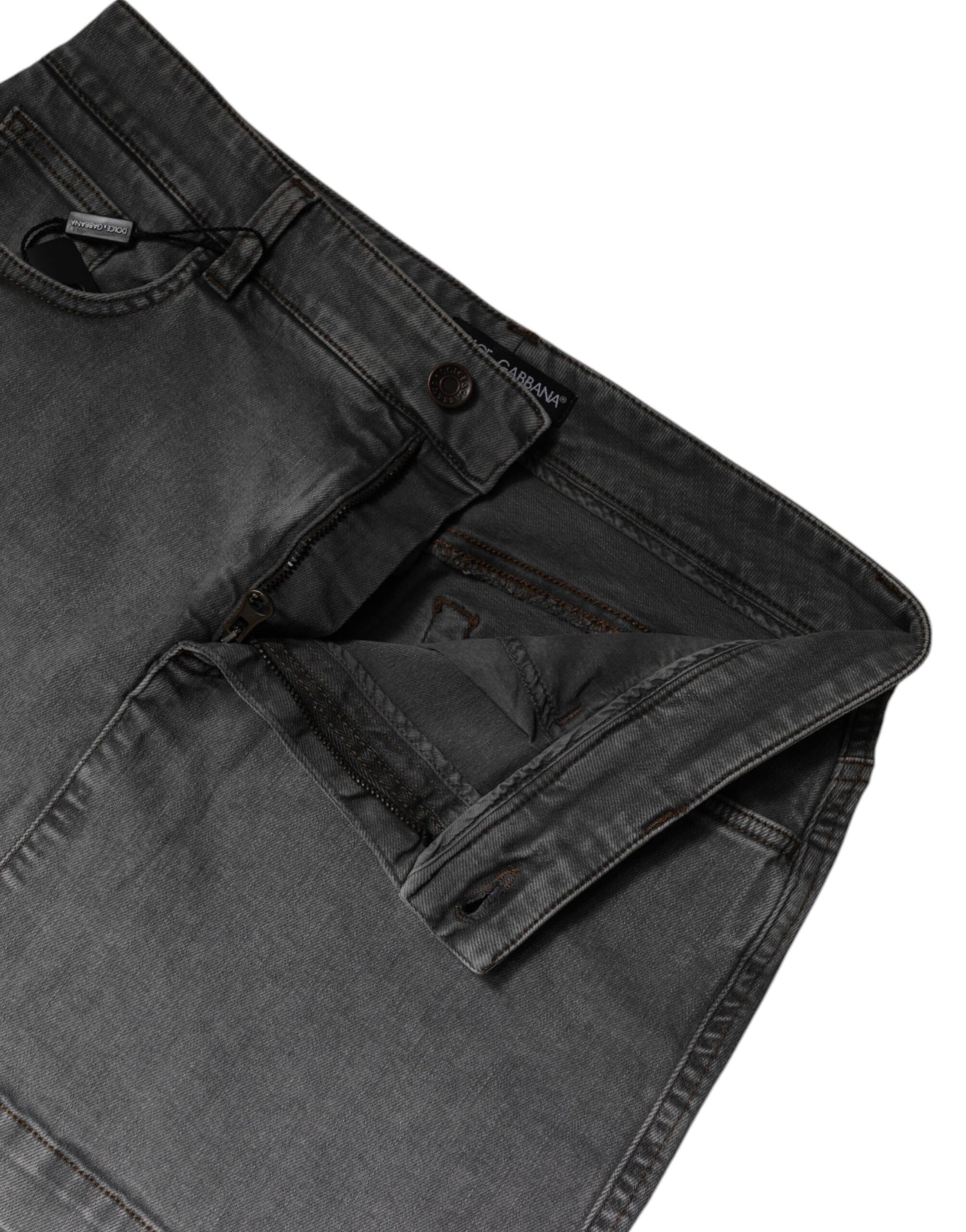 Dolce &amp; Gabbana – Grauer Minirock aus Stretch-Baumwolle mit mittlerer Taille